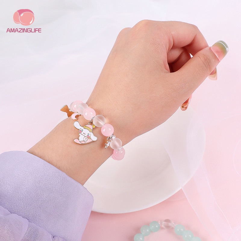 [Amazinglife] Vòng Tay Hạt Pha Lê Mặt Hình Động Vật / Ngôi Sao / Mặt Trăng Trong Suốt Phong Cách Hàn Quốc Cho Nữ