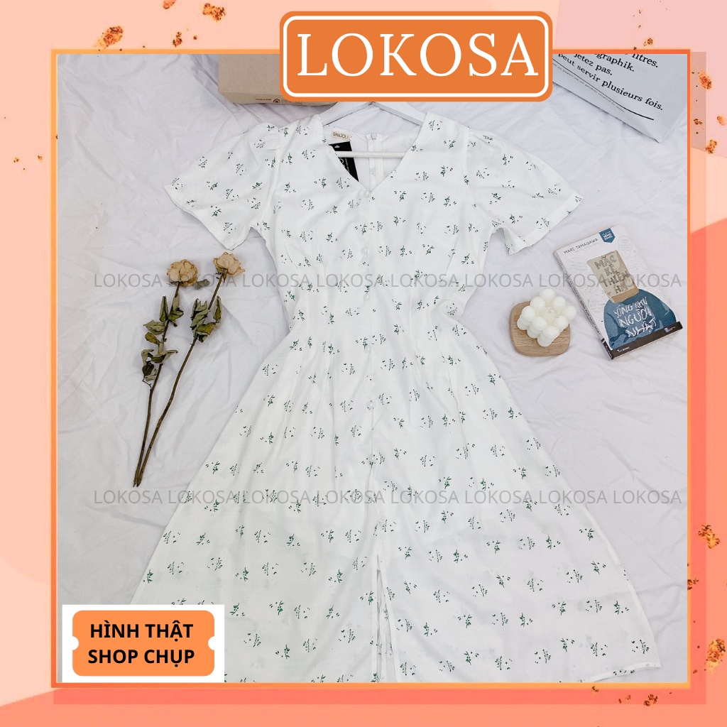 Đầm Dự Tiệc LOKOSA Váy Hoa Nhí Nữ Vải Voan Dáng Dài Thiết Kế Hàn Quốc cao cấp, đi chơi công sở VD047