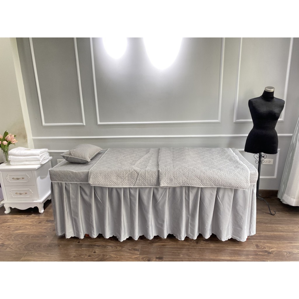 Bộ Ga Poly Cho Giường Spa, Giường Mi, Phun Xăm May& Khoét Lỗ Theo Yêu Cầu