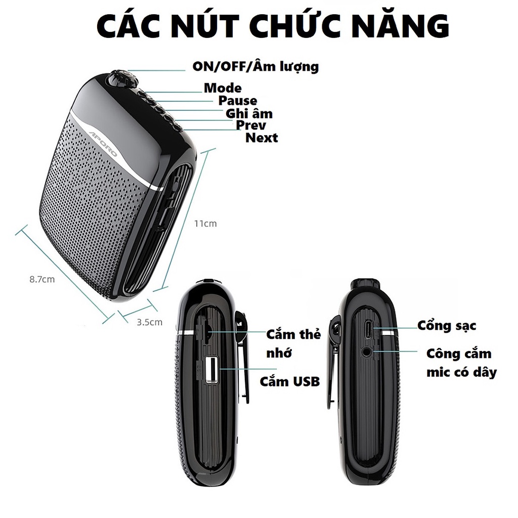 Máy Trợ giảng không dây Aporo T21 UHF - Chính Hãng