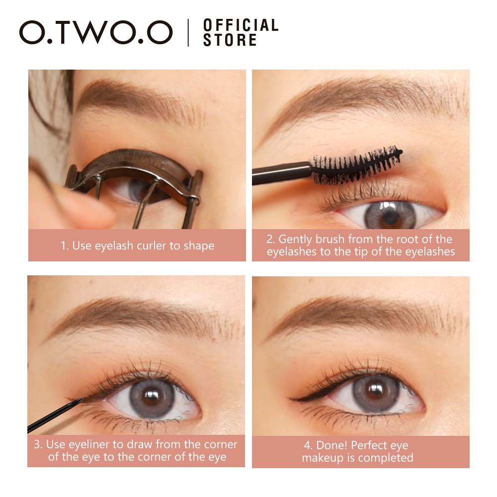 O.TWO.O Bộ Mỹ Phẩm Gồm Mascara + Kẻ Mắt + Kem Nền + Dụng Cụ Bấm Mi 90g