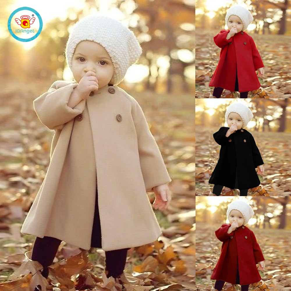 Áo khoác len IQ ANGEL tay dài cổ tròn phong cách Âu Mỹ thời trang thu đông mới dành cho trẻ em