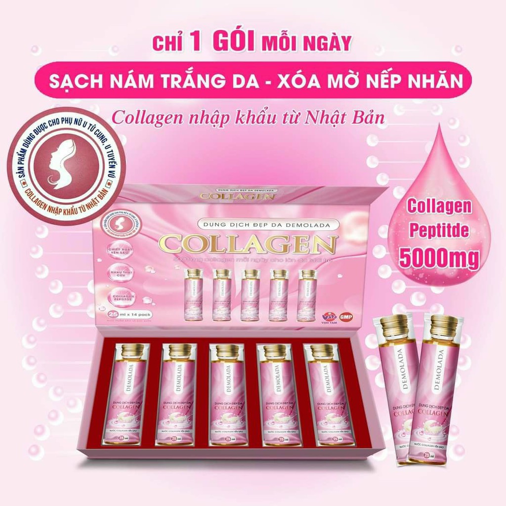 Nước uống đẹp da Demolada Collagen bổ sung collagen uống trắng da giúp sáng da giảm nám mờ thâm chống lão hóa tại nhà | BigBuy360 - bigbuy360.vn