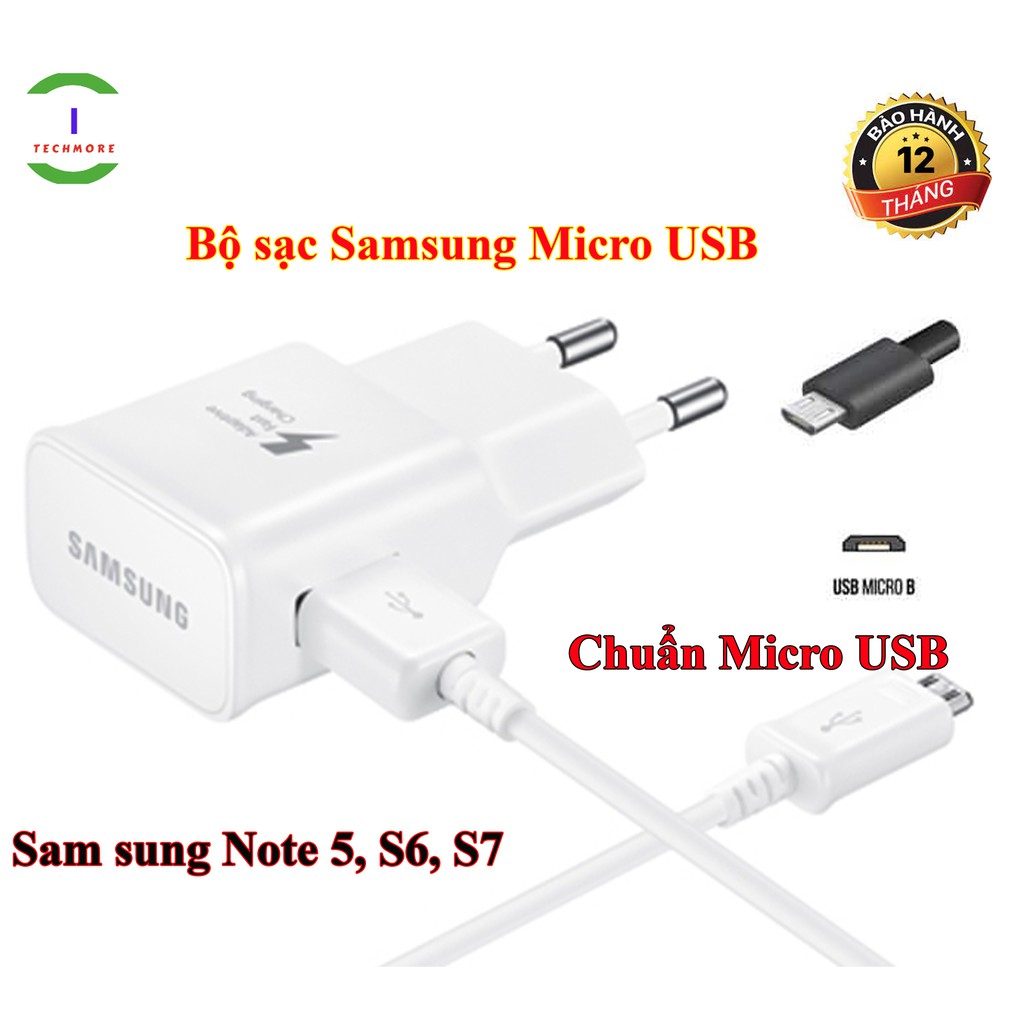 Sạc điện thoại Samsung S6/S7/Note5 và các dòng máy android chuẩn kết nối Micro USB- Bảo hành 12 Tháng