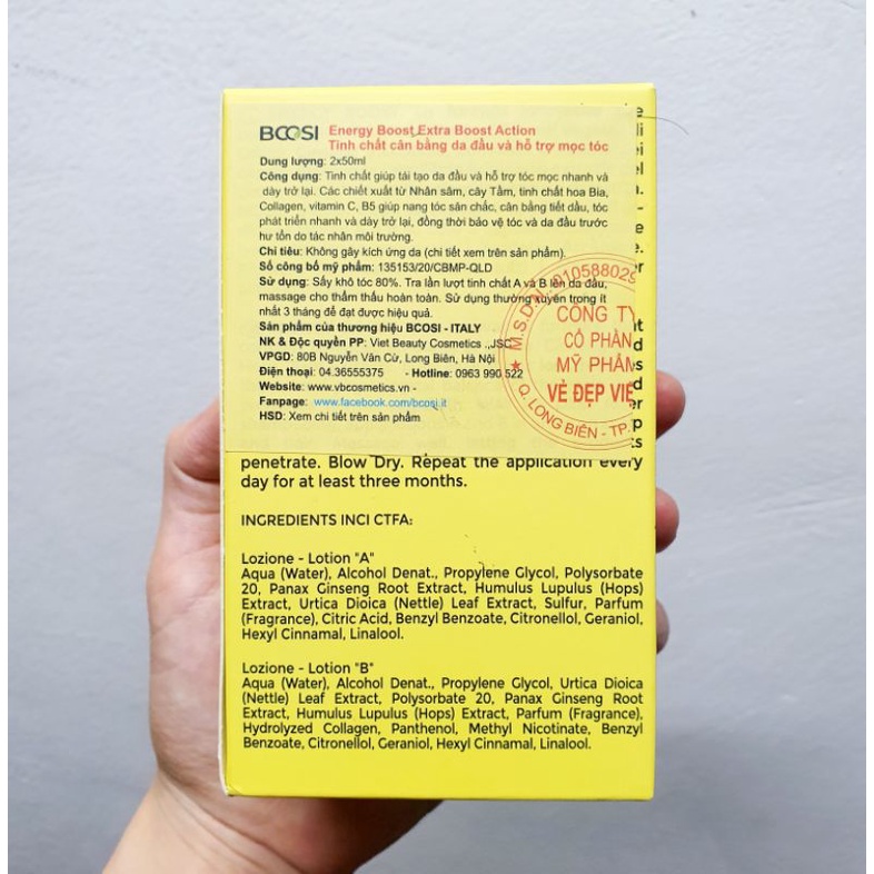 Tinh chất kích thích mọc tóc giảm rụng tóc Bcosi energy boost, serum kích thích mọc tóc