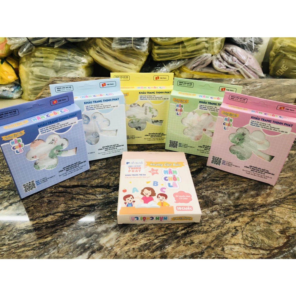 Khẩu Trang Trẻ Em - Hộp 10 Chiếc - Khẩu Trang Cho Bé Họa Tiết 3D Đáng Yêu (KT06)