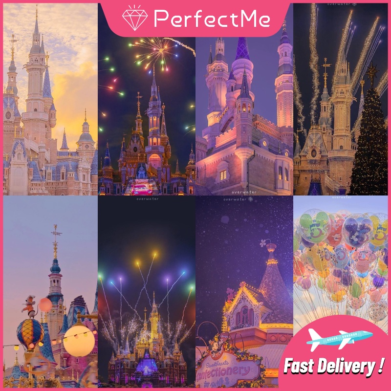 Tranh đính đá 5D tự làm hình lâu đài Disney 30x40cm trang trí nhà cửa