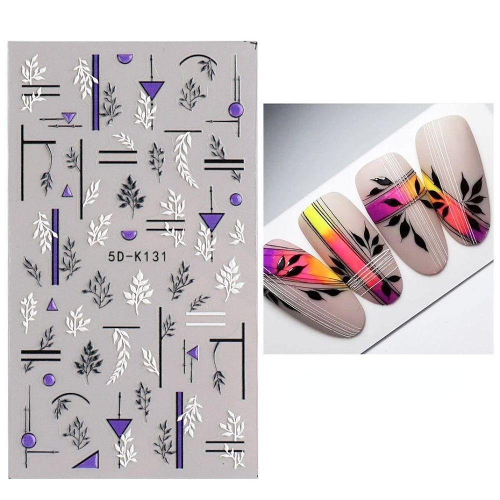 OCEANMAP Miếng Dán Trang Trí Móng Tay 5D Màu Trắng Xinh Xắn