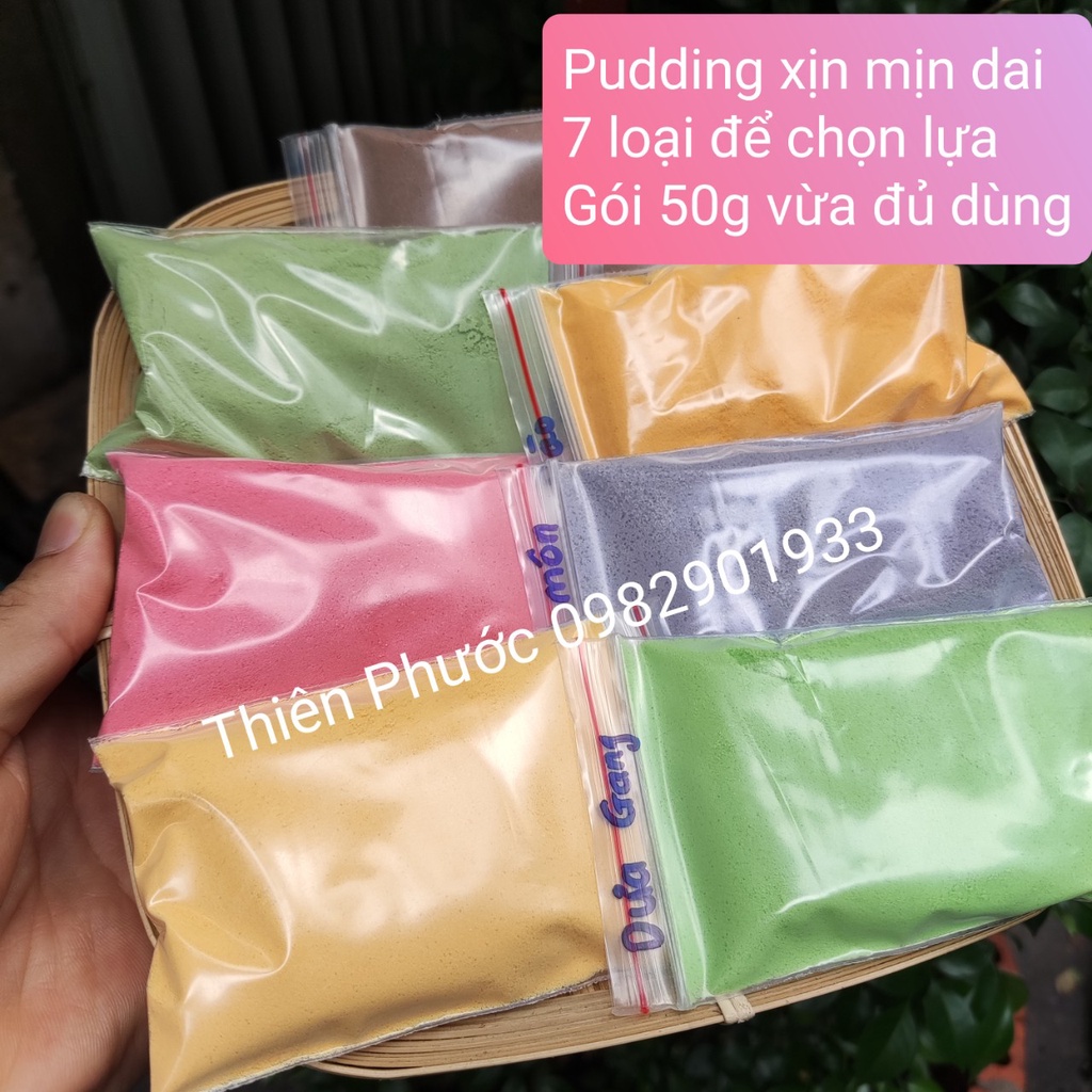 Bột pudding Đài Loan: trứng, sô cô la, khoai môn, matcha - bán lẻ 50g