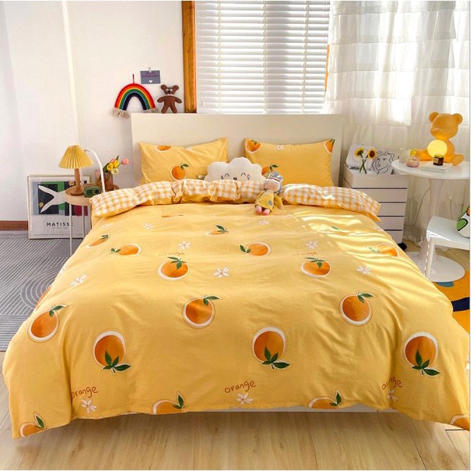 Ga Trải Giường Poly Cotton, Ga Nệm Mùa Hè Poly Cotton Kèm 2 Vỏ Gối Nằm Đủ Kích Thước Mẫu LỢN ĐỎ TO ( Được Chọn Màu)