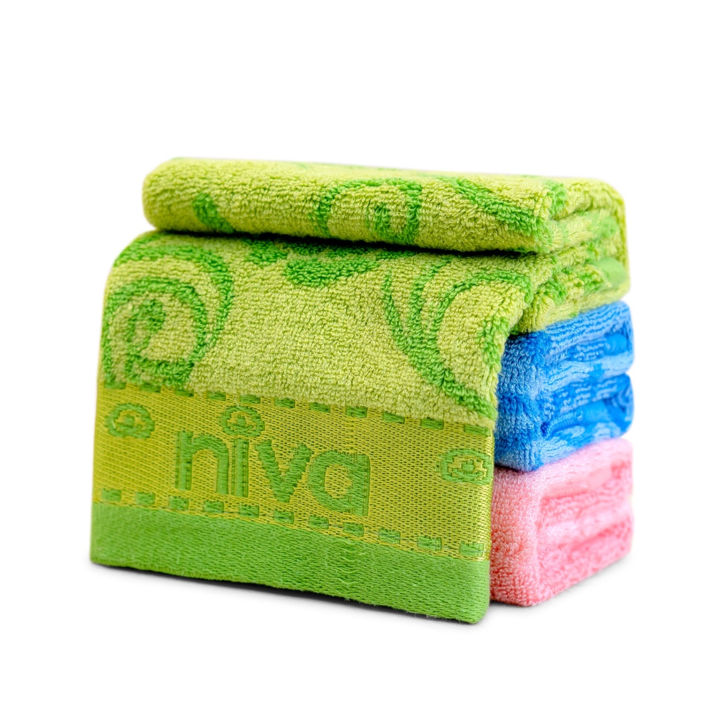Combo 3 Khăn Mặt Sợi Tre Pha Cotton Tự Nhiên NIVA Wj2 Mềm Mịn Thấm Nước An Toàn Cho Da Họa Tiết Hoa Văn Kích Thước 280x4