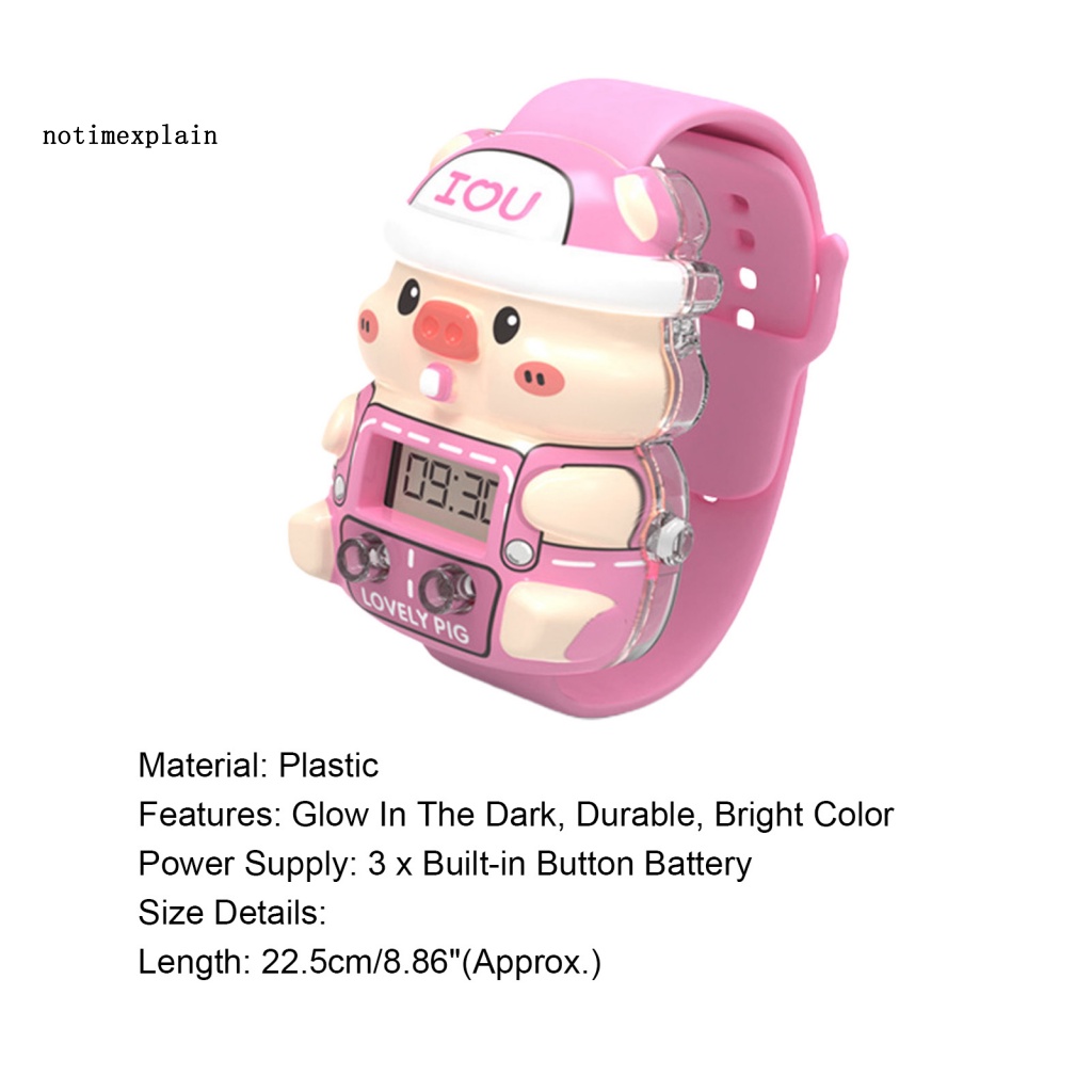 Đồng Hồ Đeo Tay Hình Heo Hoạt Hình Phát Sáng Đồ Chơi Giáo Dục Sớm Dành Cho Trẻ