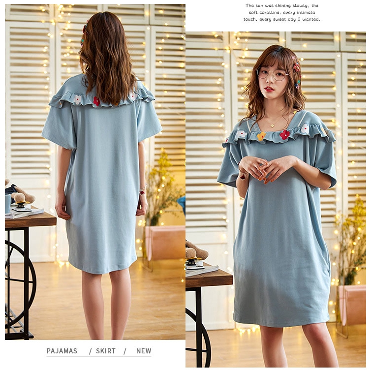 Đầm Ngủ Cotton Ngắn Tay Dáng Rộng Xinh Xắn Cho Nữ | BigBuy360 - bigbuy360.vn