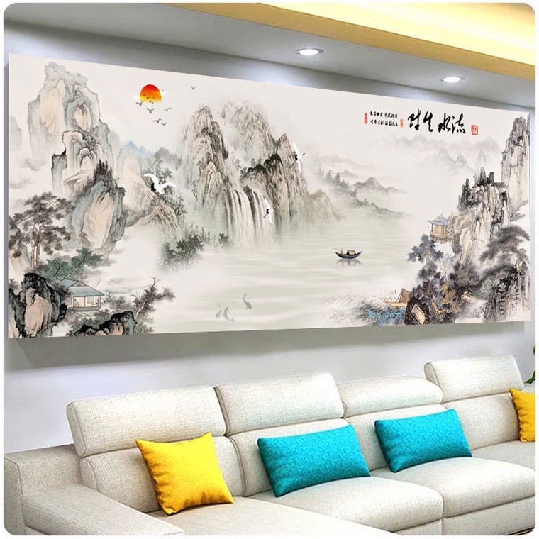 Tranh thêu chữ thập - Tranh phong cảnh Thủy mặc 09 - 150*60 cm