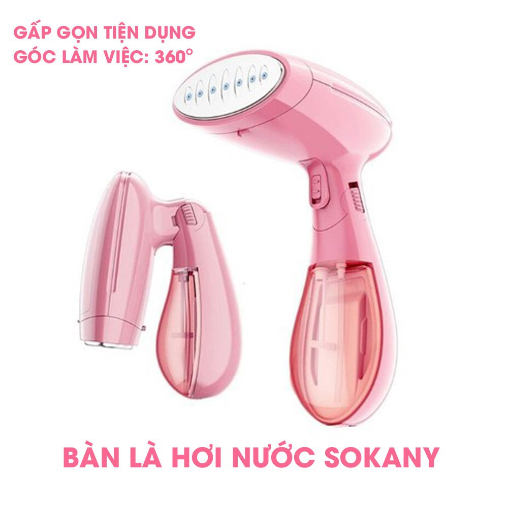 Bàn là hơi nước cầm tay SOKANY SK3060 [BH 12 THÁNG - FREE SHIP] Công Suất 1500W - Bàn Ủi Hơi Nước Gấp Gọn - MẪU MỚI