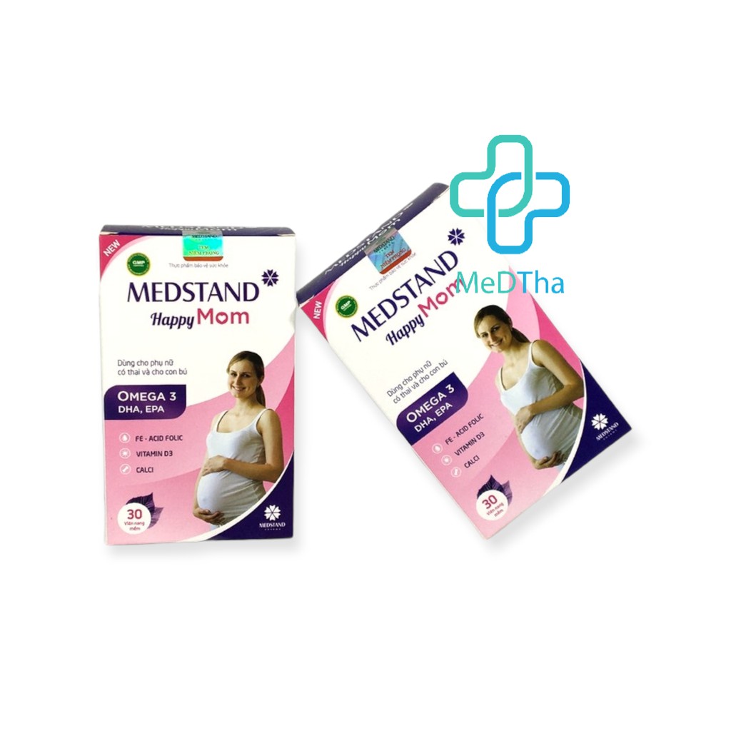 MEDSTAND Happy Mom - Vitamin Tổng Hợp Cho Bà Bầu, Omega 3, DHA, Vitamin Tổng Hợp Cho Mẹ Sau Sinh (Lọ 30v) [Chính Hãng]