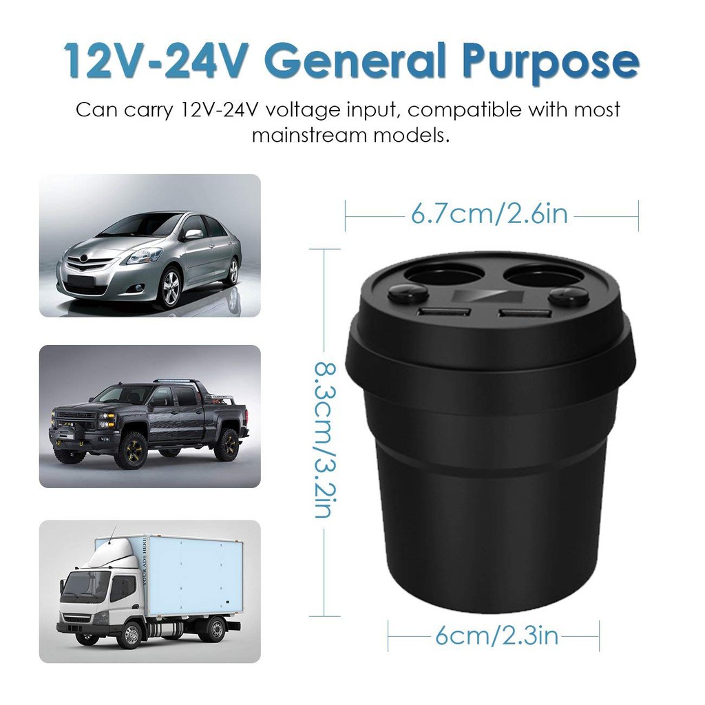 Bộ Chia Tẩu Sạc Và 2 Cổng USB Car Charger 2 USB PORTS Trên Ô Tô - Hàng Nhập Khẩu