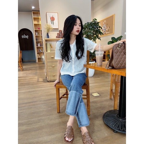 [Ảnh thật/Video]Cadigan ngắn tay 256 cúc nhọc hai bên Hàn Quốc loại 1 tone màu mát mắt Áo len mongtogi Quảng Châu