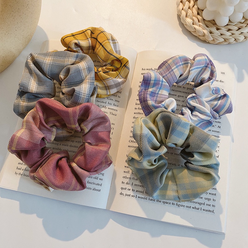 Dây Buộc Tóc Kẻ Sọc Caro Xinh Xắn Phong Cách Hàn Quốc Cho Nữ