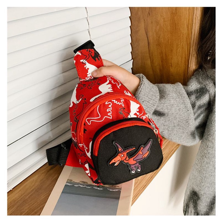 Túi ,balo mini đeo chéo khủng long cho bé trai, bé gái - Vải dù.