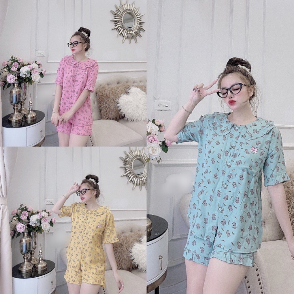 Bộ đồ mặc nhà chất đũi đùi hoa nhí siêu xinh