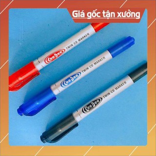 🍐 [HOT] Bút lông dầu CD Hai Đầu TL - PM04  Xanh, đỏ, đen
