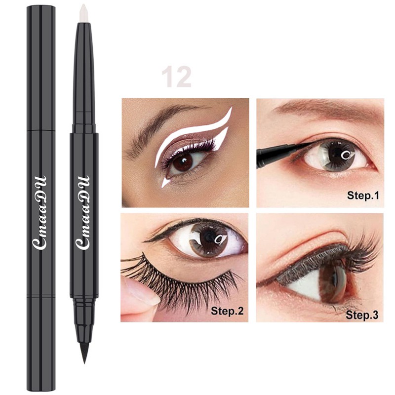 Bút Kẻ Mắt Dạng Lỏng CmaaDu 2 Trong 1 Có Từ Tính Chống Nước Lâu Trôi 18 Màu Tùy Chọn