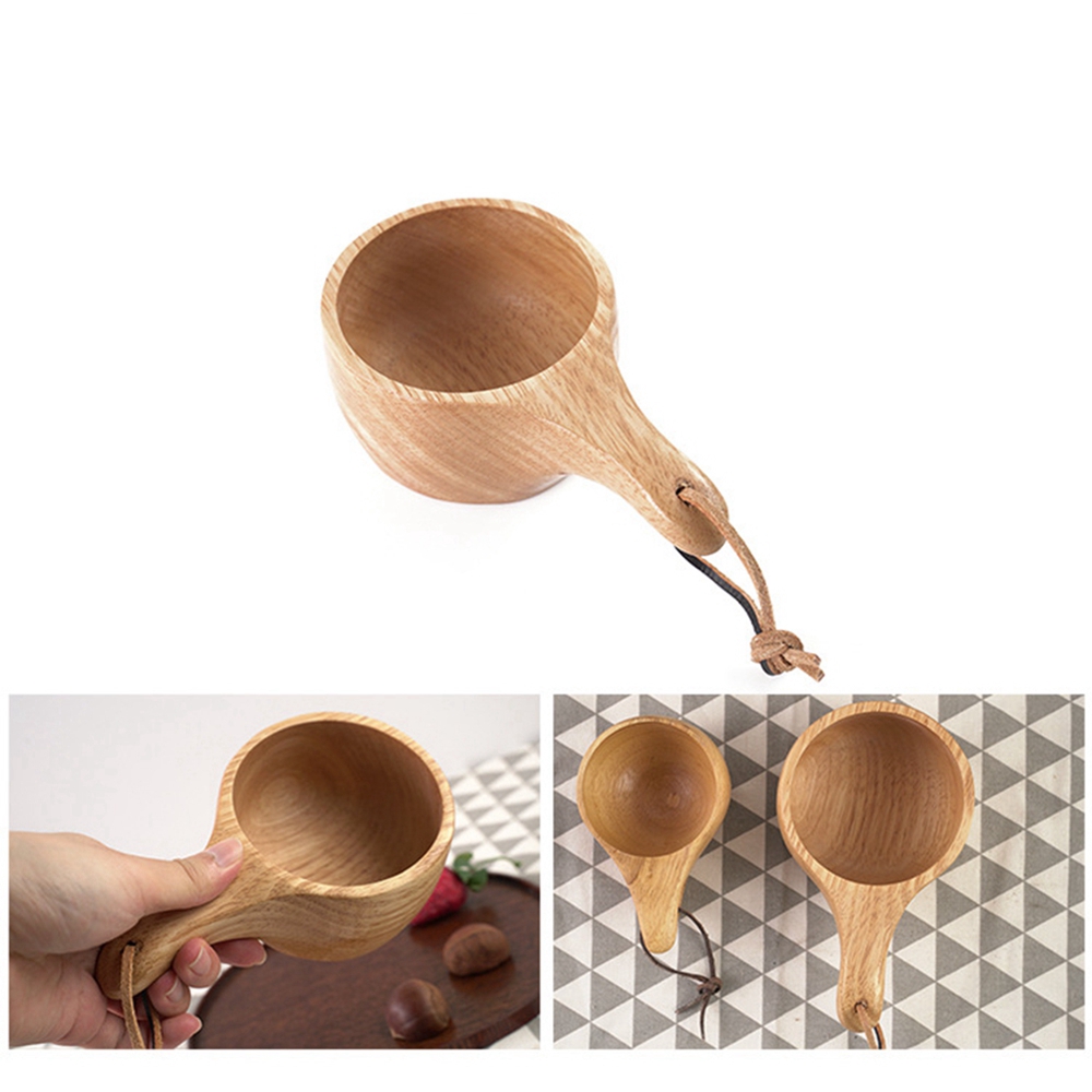Cốc Gỗ Dùng Uống Nước Có Tay Cầm Tiện Dụng