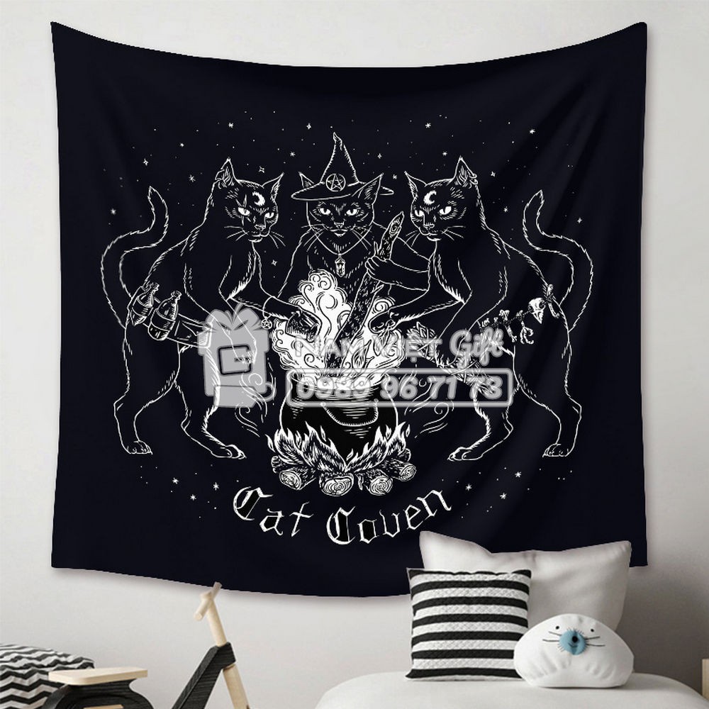 Thảm Treo Tường Tranh Vải Thảm Tapestry Chủ Đề Tâm Linh 150cm*130cm Kèm đinh, kẹp