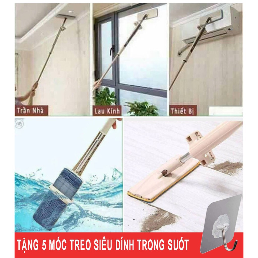 Cây Chổi Lau Nhà Thông Minh Tự Vặt + Tặng 1 Miếng Lau Nhà + 5 Móc Siêu Dính -[shopdocongnghe24h]