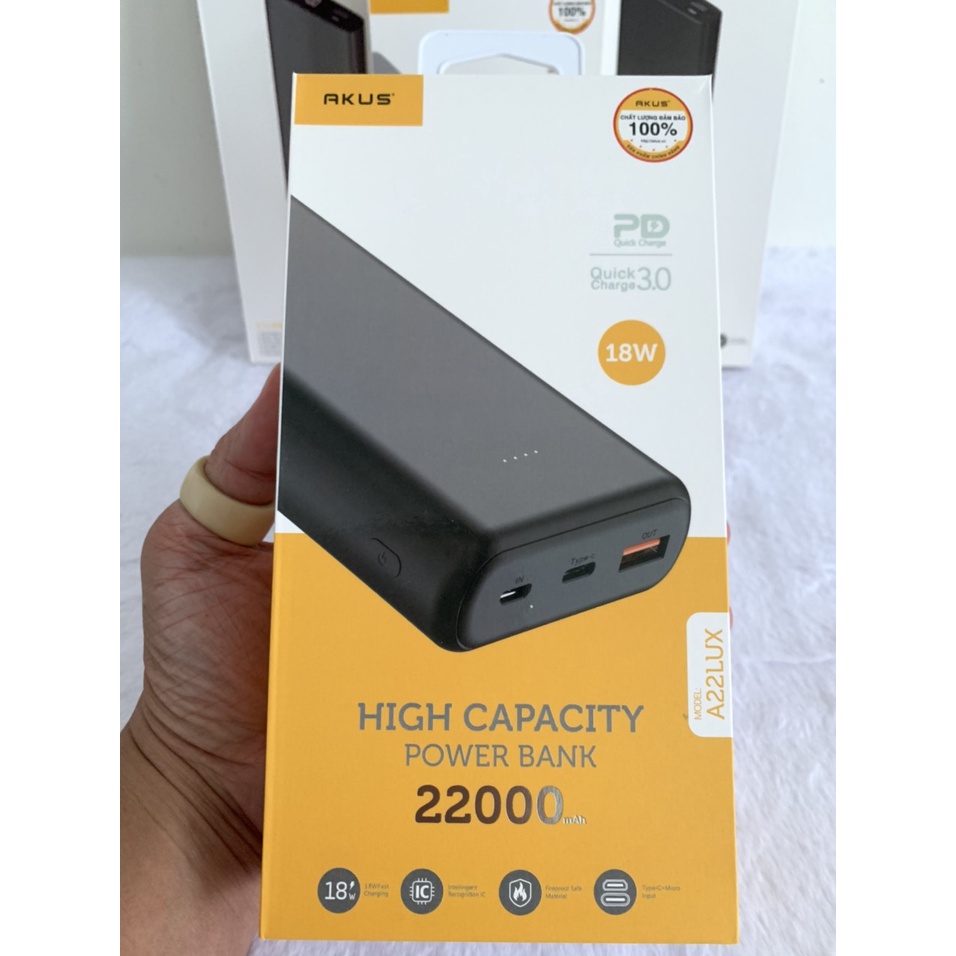 Pin dự phòng chính hãng Akus A22Lux 22.000mAh