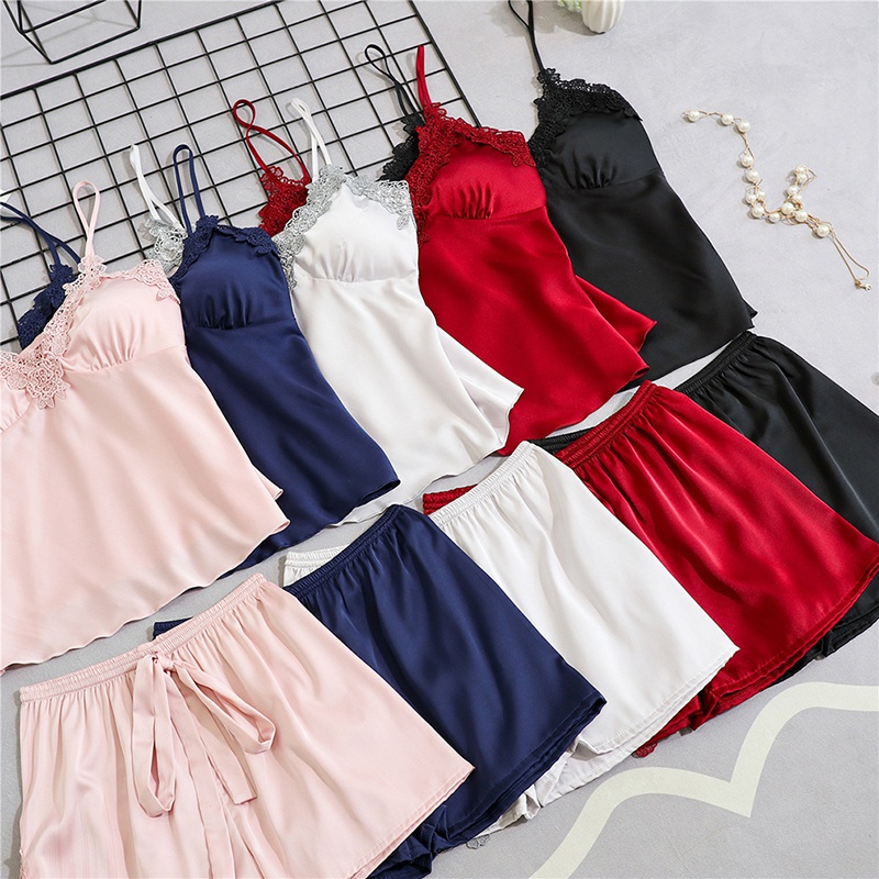 Fashion Woman Underwear Sling Vest Shorts Pajamas Suit Ladies Home Pajamas