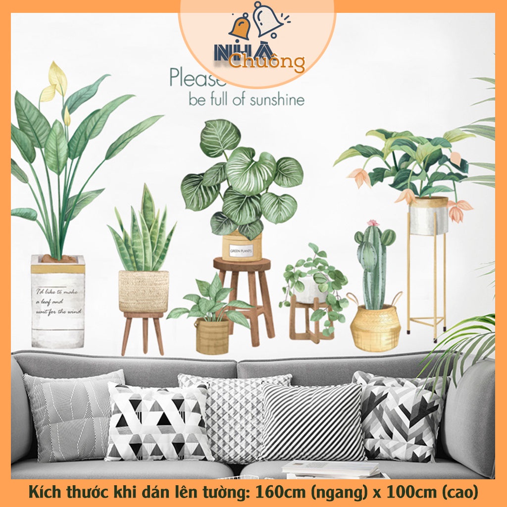 Decal dán tường Hàn Quốc trang trí nhà cửa mẫu cây hoa lá khổ lớn C79