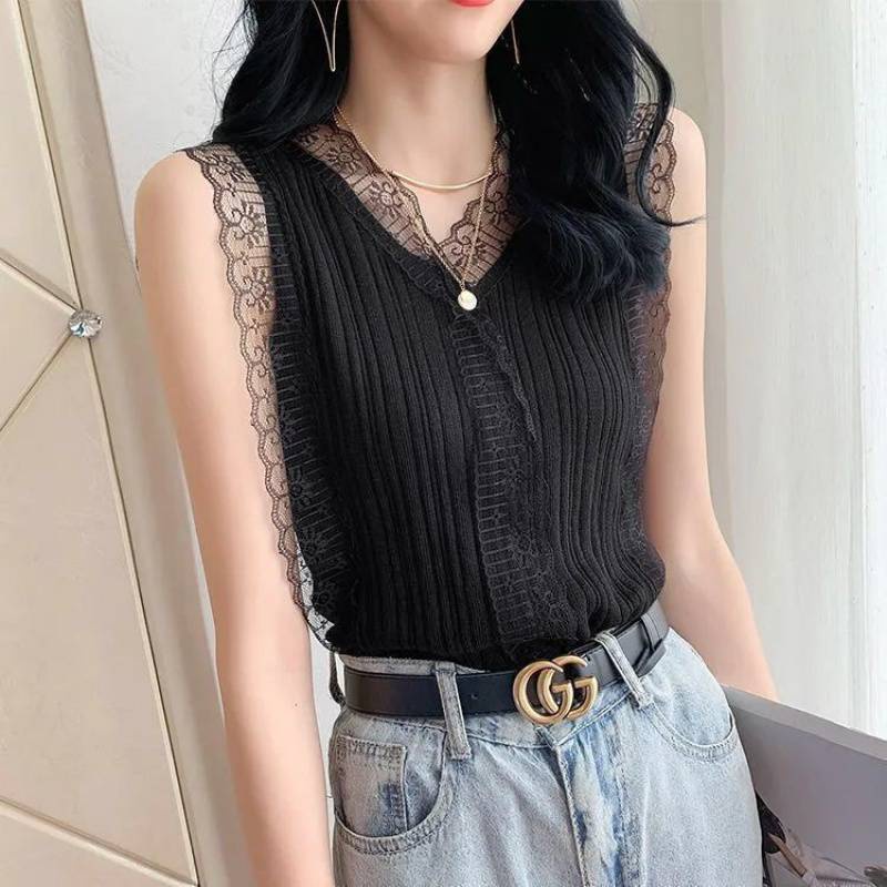 Áo Sơ Mi công sở Nữ Ren Kiểu Hàn Quốc Sát nách Hottrend Ulzzang cực xinh N-8