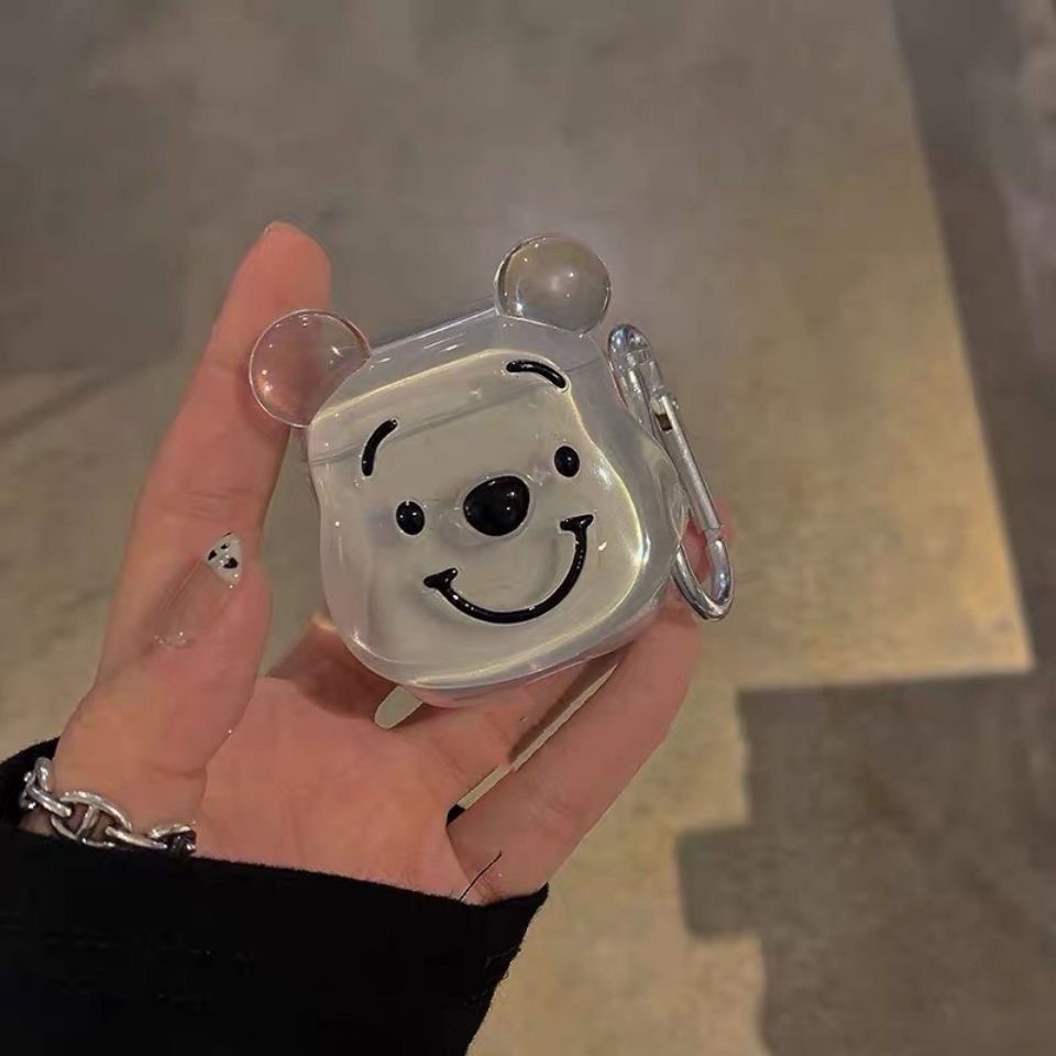 Vỏ Bảo Vệ Hộp Sạc Tai Nghe Bluetooth Airpods 1 2 3 PRO 3 Bằng TPU Màu Trong Suốt Hình Gấu Dễ Thương