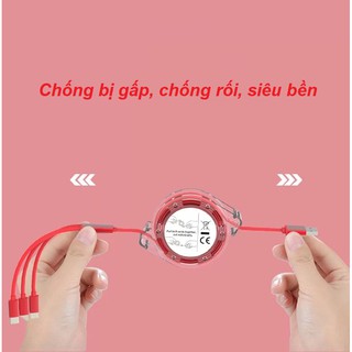 [Dây sạc] Dây cáp bọc Silicon Đa năng 3 trong 1 dây rút tiện dụng, gọn gàng, dễ sử dụng - HCase