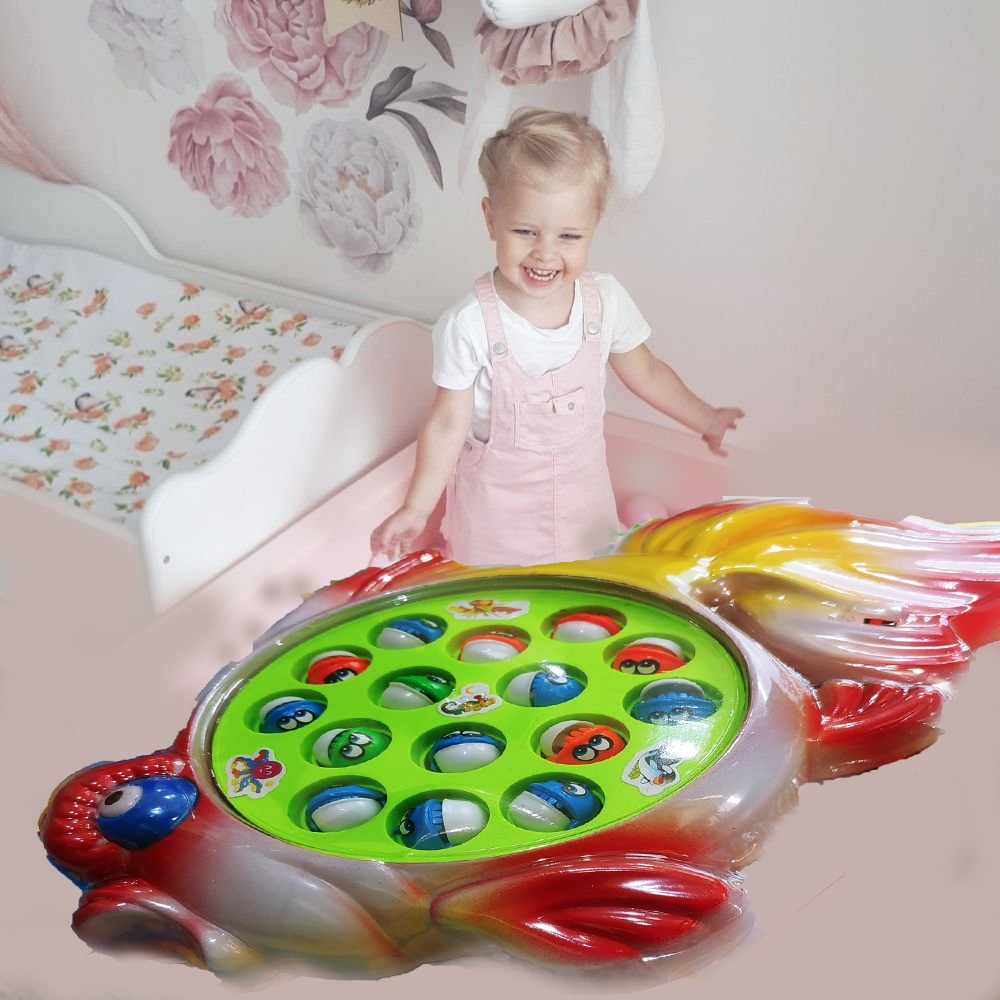 Đồ chơi câu cá điện trẻ em 15 con cá, 3 cần câu nam châm, phù hợp cho bé 2 - 6 tuổi, tặng kèm pin AA