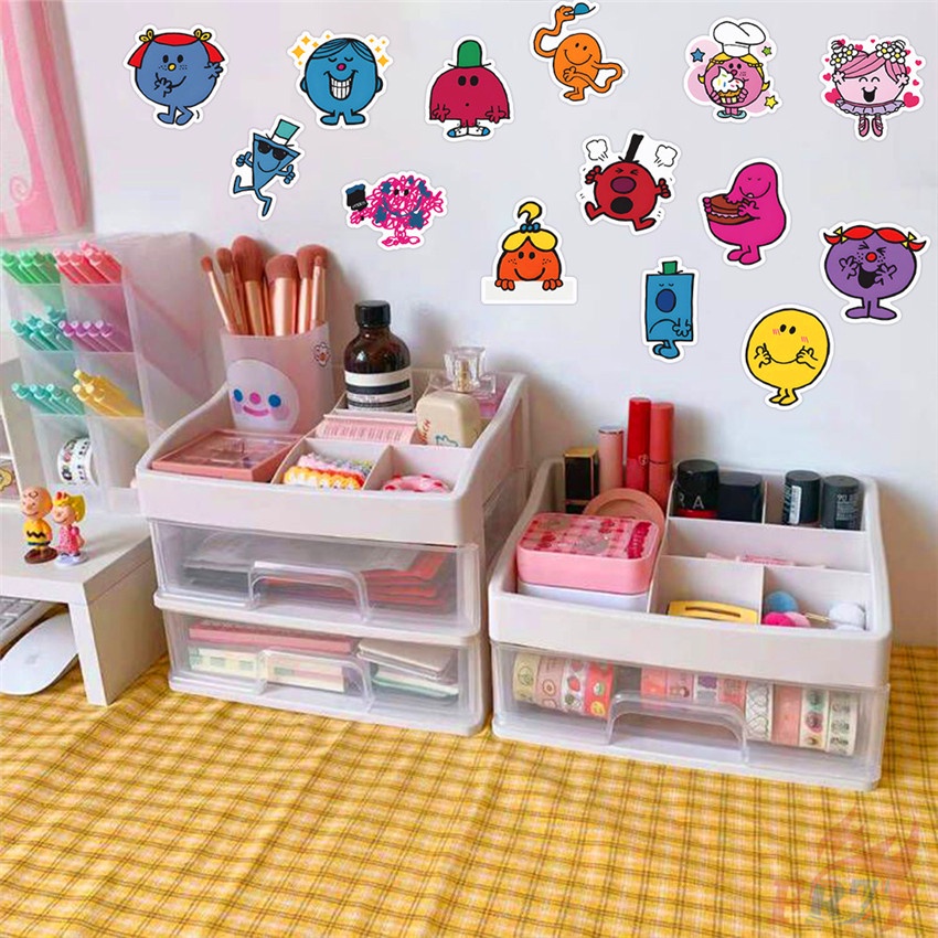 ❉ Sticker Mr.Men and Little Miss Dán Trang Trí ❉ Bộ 60 Sticker Chống Thấm Nước Họa Tiết Doodle Hợp Thời Trang