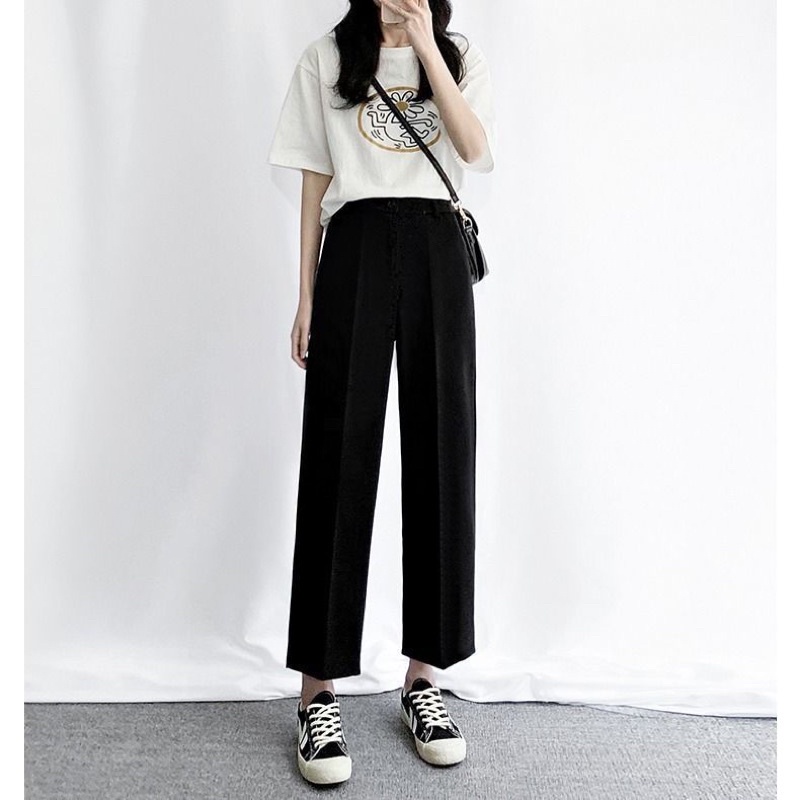Quần baggy nữ💖𝐅𝐑𝐄𝐄 𝐒𝐇𝐈𝐏💖quần tây đi học lưng cao dáng dài - Quần vải công sở Vitex dày dặn phối áo sơ mi đi học làm