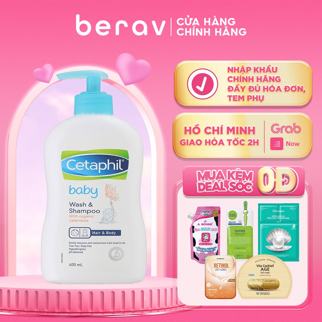 Sữa Tắm Gội CETAPHIL Dịu Nhẹ cho Bé Cetaphil BABY Wash &amp; Shampoo with Organic Calendula 400ml