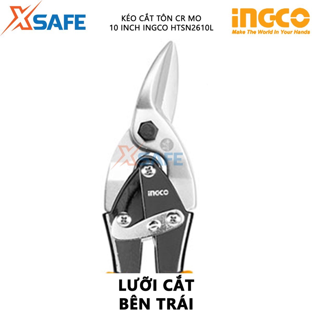 Kéo cắt tôn (cắt trái) INGCO HTSN2610L | dụng cụ cắt tôn chiều dài 250mm (10 inch) cắt bên trái cắt tôn, thép mỏng