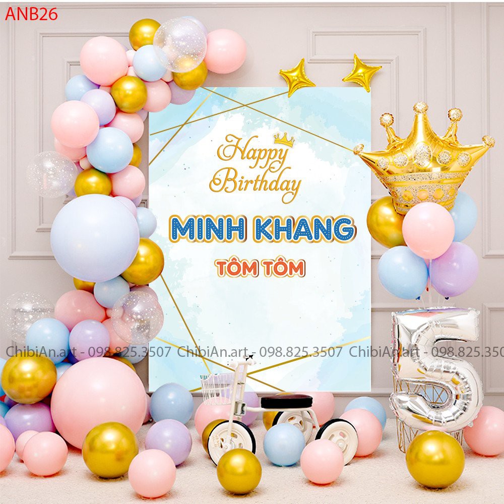 Set bóng bay trang trí sinh nhật cho bé trai ANB25