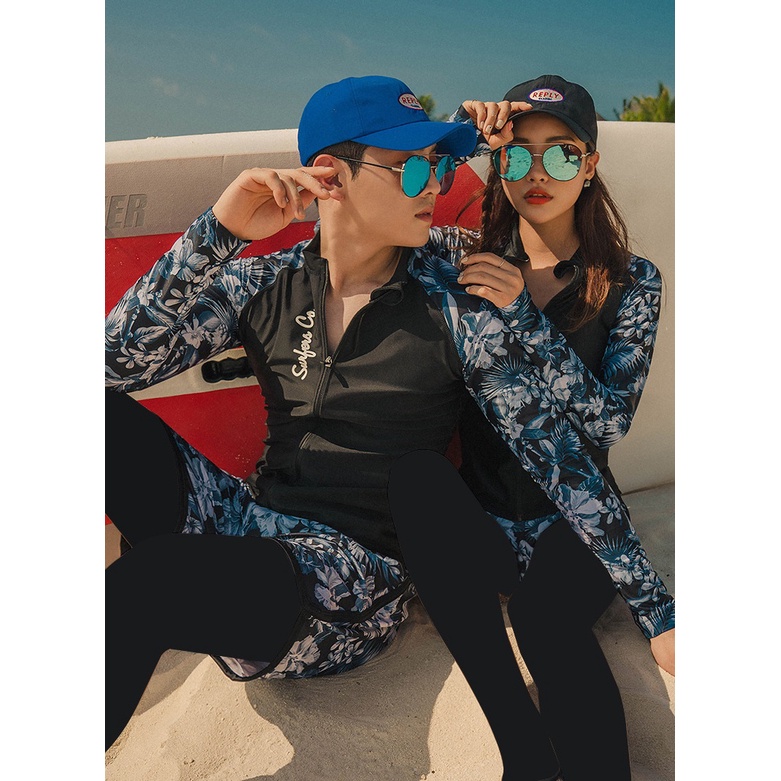 Bộ đồ bơi cặp đôi nam nữ dài tay chống nắng phong cách Hàn