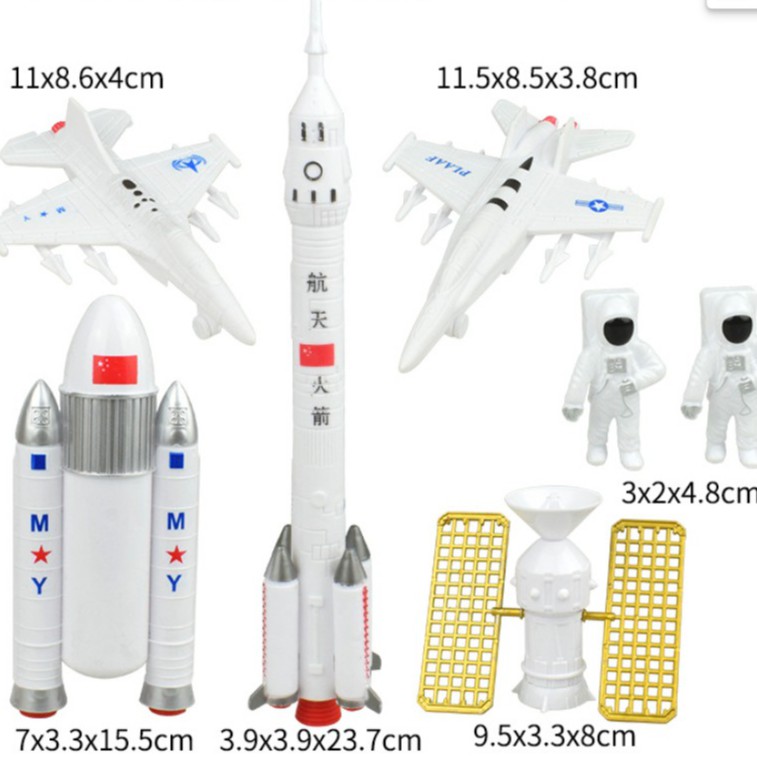 Bộ 7 mô hình thám hiểm không gian tàu vũ trụ tên lửa phi hành gia trang trí bánh sinh nhật