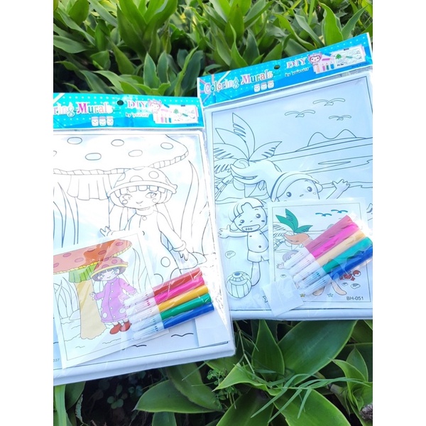 Tranh tô màu bút lông 3D khổ A4 mẫu dễ thương cho bé