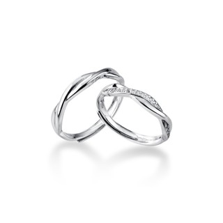 Nhẫn đôi nhẫn cặp nam nữ bạc s925 đan chéo bền chặt đính đá Cá jewelry NĐ5