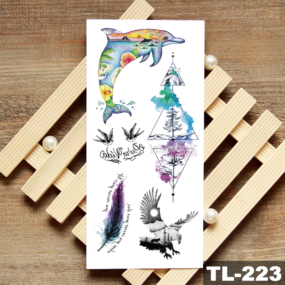 Hình Xăm Dán Tạm Thời Hình Dream Catcher/Cá Heo/Hoa/Cá Heo/Hoa Chống Thấm Nước Trang Trí Cơ Thể Nghệ Thuật Cho Nữ