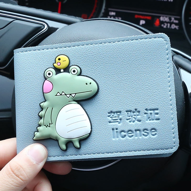 Ví da đựng bằng lái xe họa tiết hoạt hình sáng tạo 2 trong 1 tùy chọn màu sắc dành cho nữ