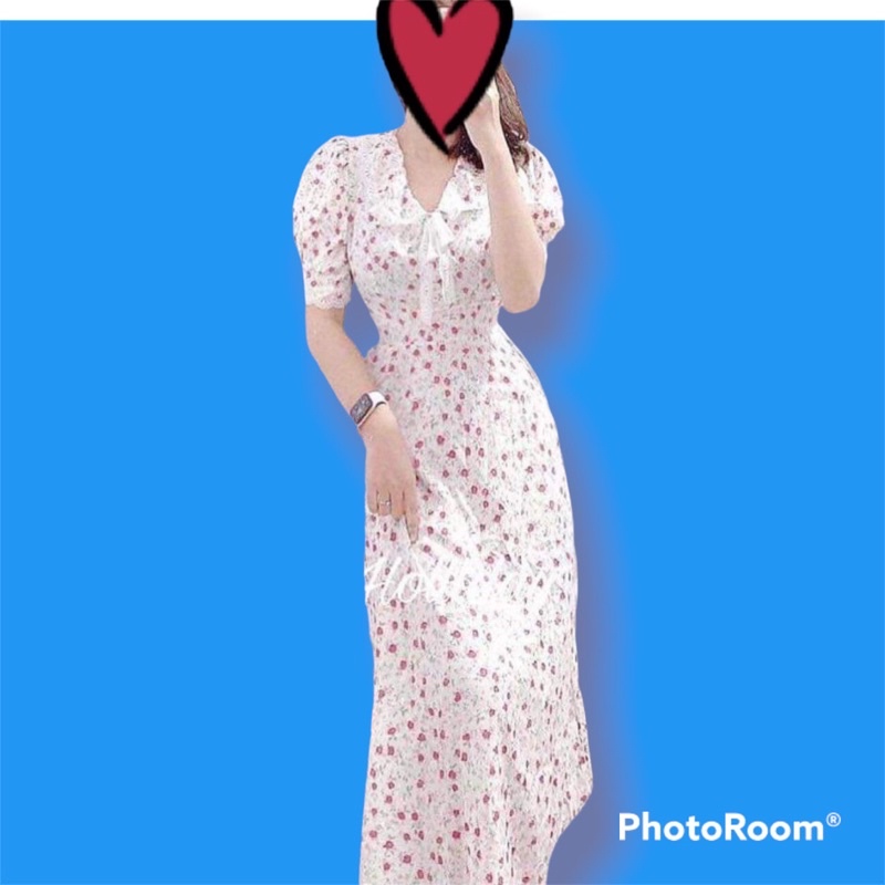 Đầm xòe hoa nhí dài qua gối tiểu thư thanh lịch, tôn dáng người mặc, chất liệu vải lụa mềm mịn , free size 45kg-58kg