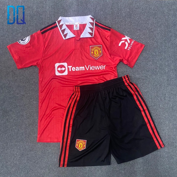 Bộ quần áo đá bóng clb Manchester United đỏ có cổ 2022 thun lạnh cao cấp